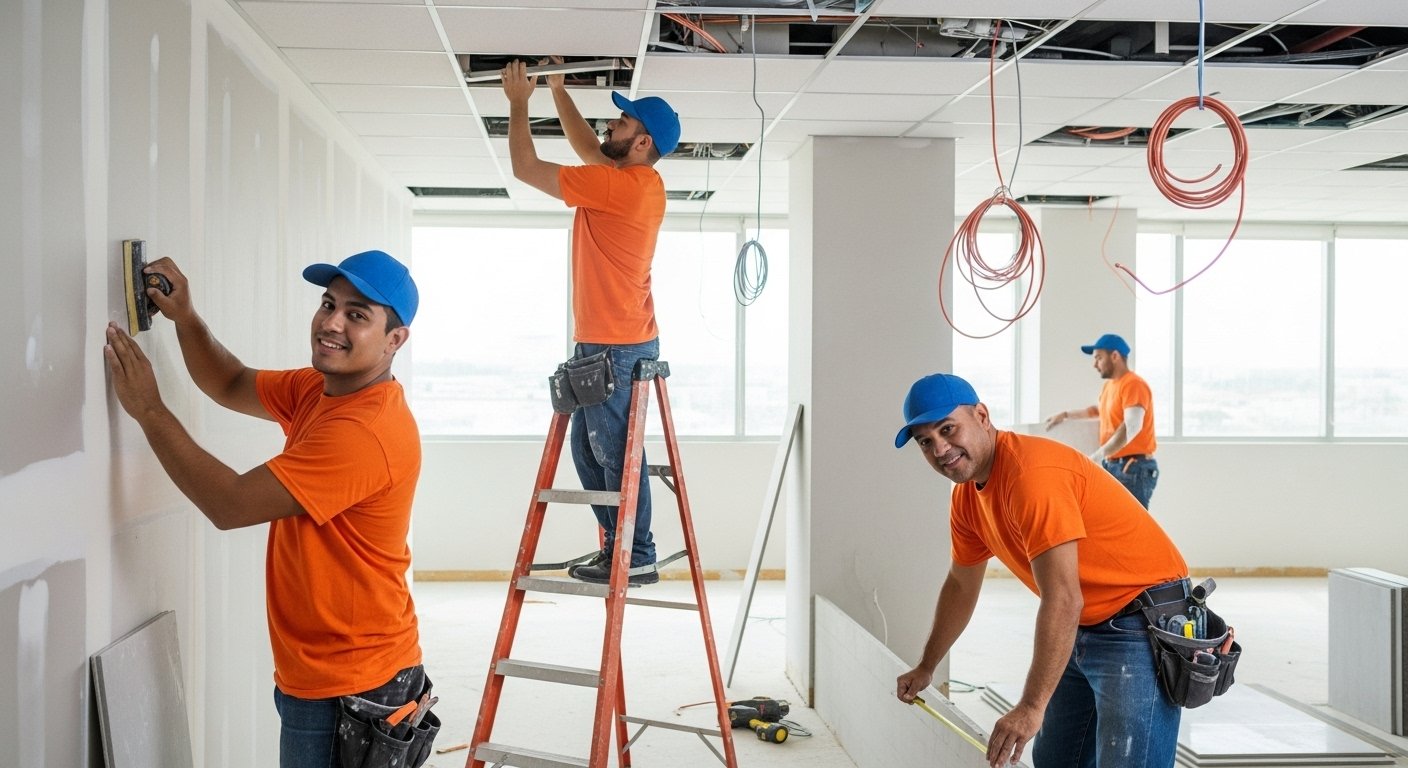 Equipo de High Point remodelando el interior de una oficina
